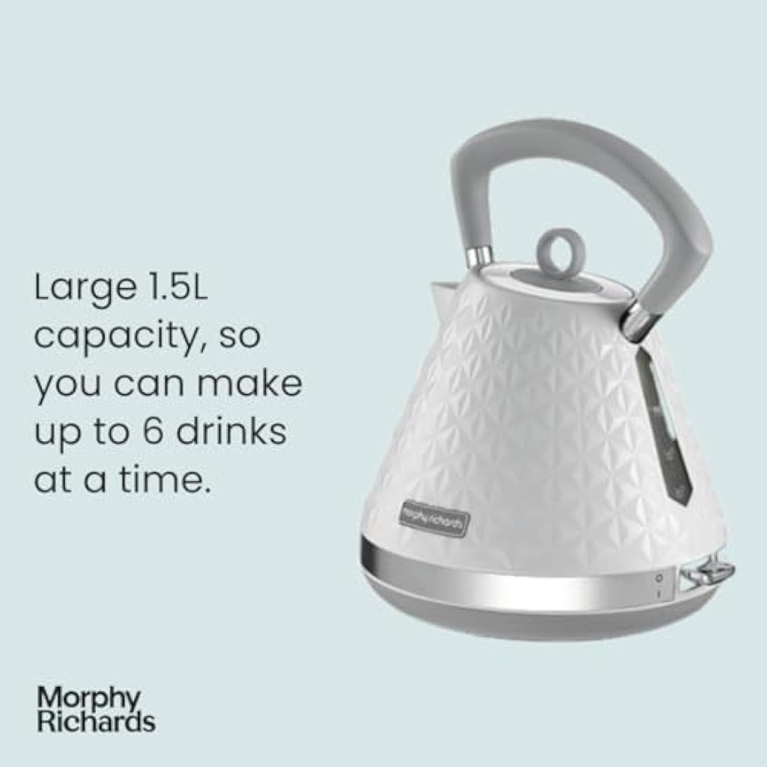 Morphy Richards Vector Pyramid Kettle – 1.5L Rapid Boil White