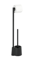 WENKO Avola Toilet Brush Holder & Roll Stand | Matte Black Stainless Steel