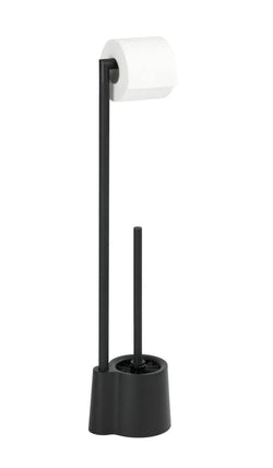 WENKO Avola Toilet Brush Holder & Roll Stand | Matte Black Stainless Steel