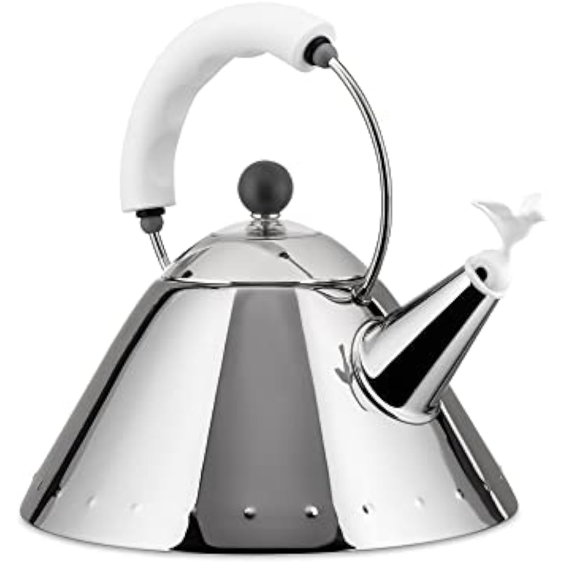 Alessi Whistling Water Kettle – Stainless Steel & White by Michael Graves