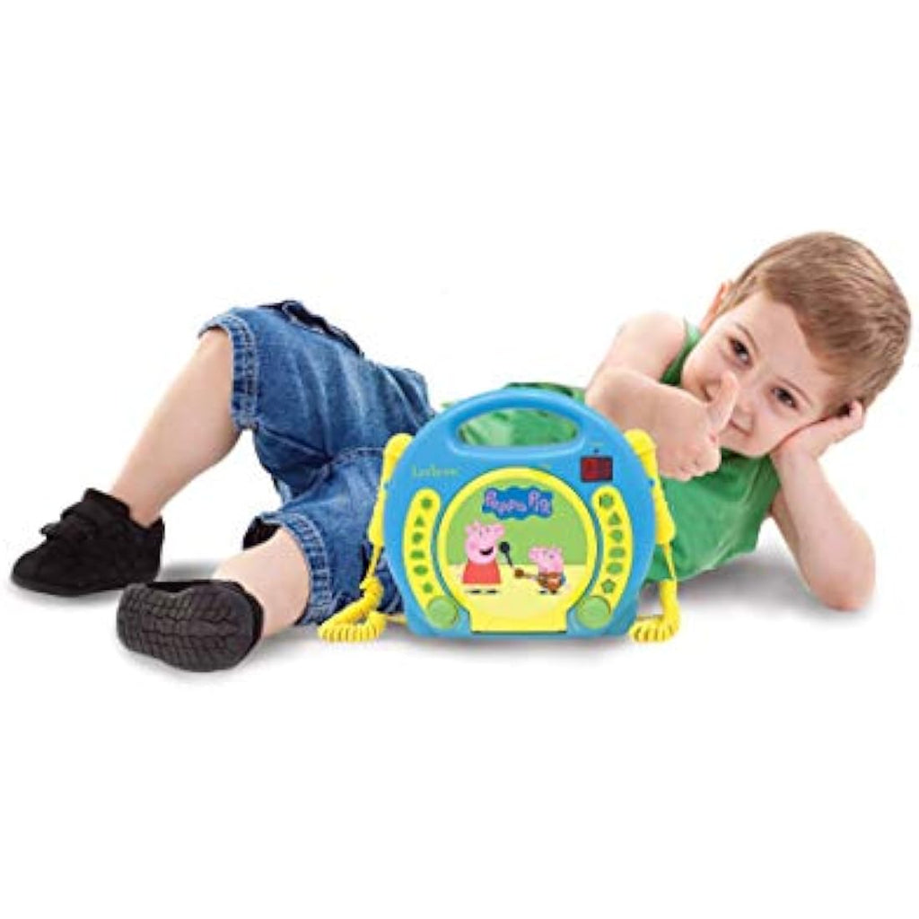 Lexibook Peppa Pig Portable CD Player with 2 Microphones – Blue/Yellow