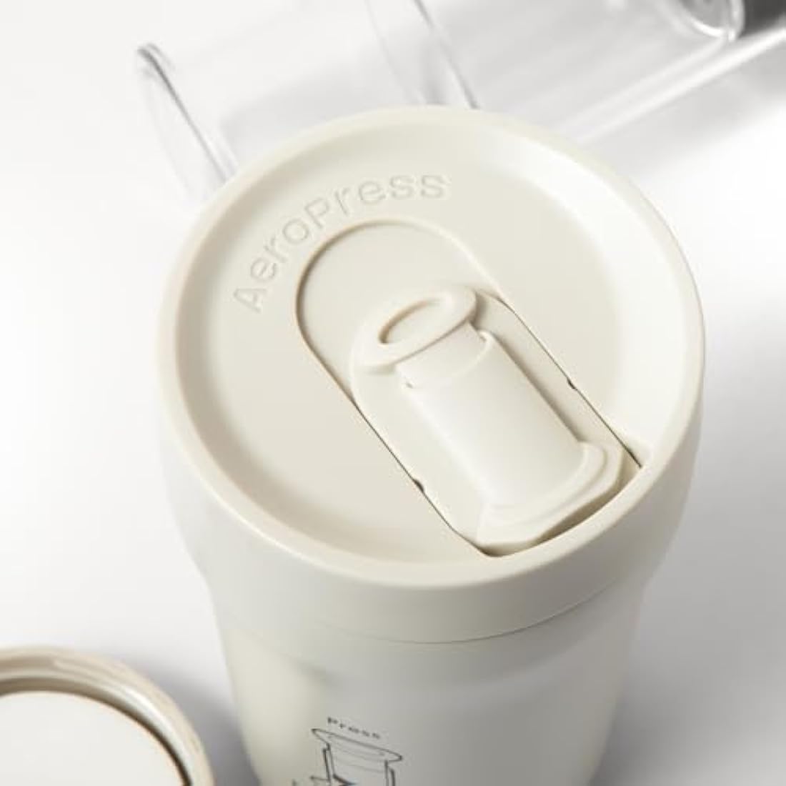 AeroPress Go Plus Portable Coffee Maker – 3-in-1 Travel Brewer, Cream