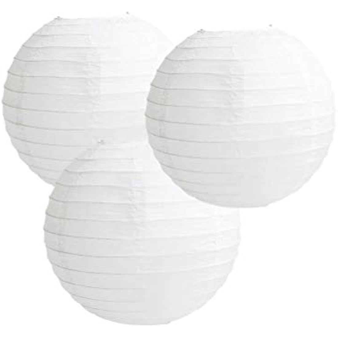 White Round Paper Lanterns – 12 Inch Hanging Lamps, 3 Pack
