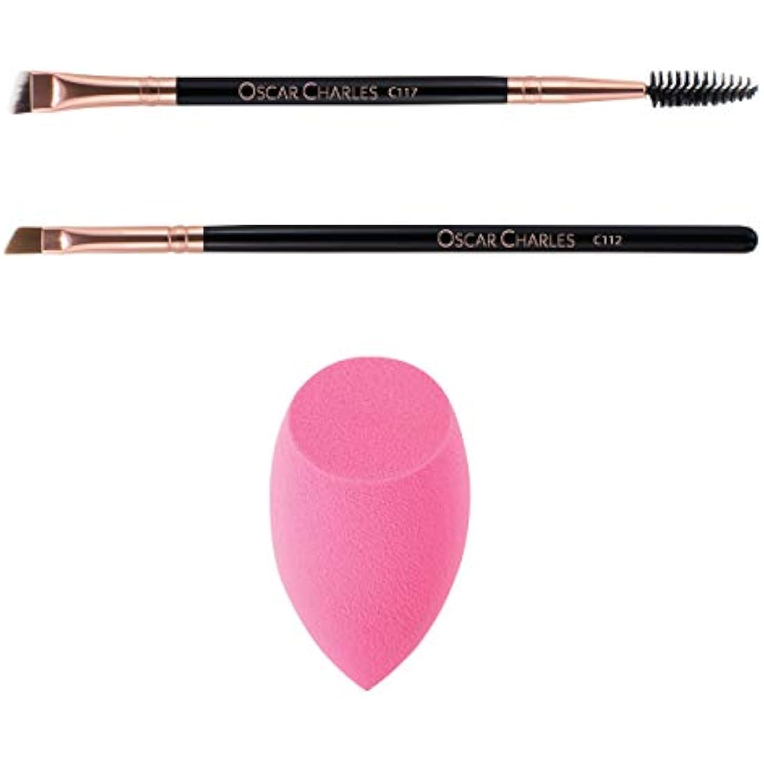 Oscar Charles 12-Piece Professional Makeup Brush Set with Holder – Rose Gold