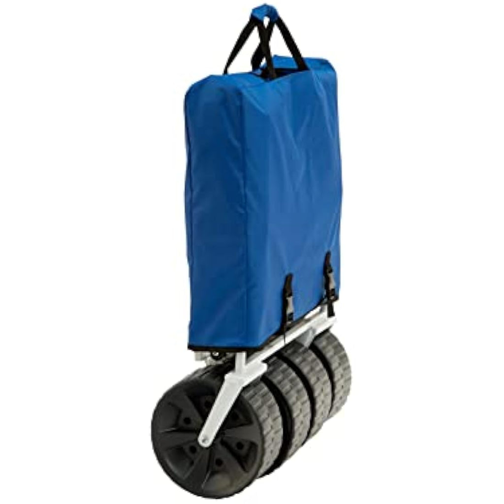 MacSports Heavy Duty Folding Beach Wagon – Blue/White Utility Cart