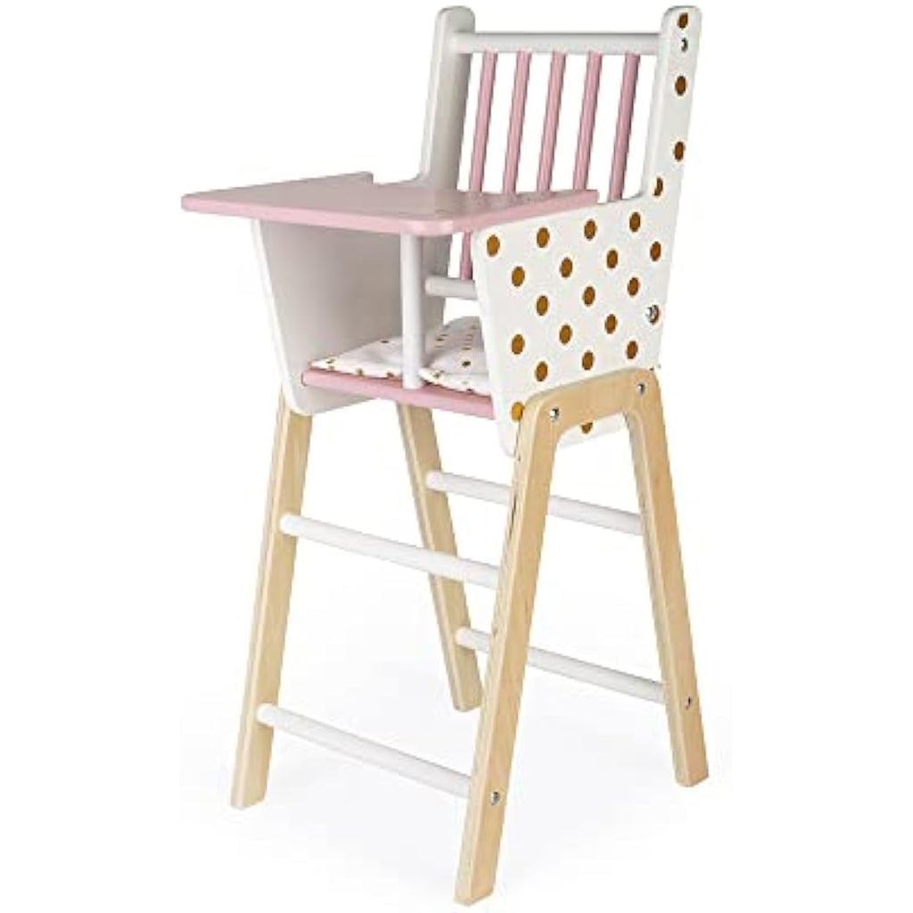 Janod Candy Chic Wooden Doll High Chair with Cushion for 16.5" Dolls