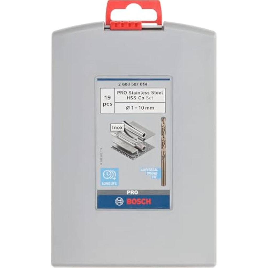 Bosch Professional 19-Piece HSS-Cobalt Metal Drill Bit Set for Stainless Steel