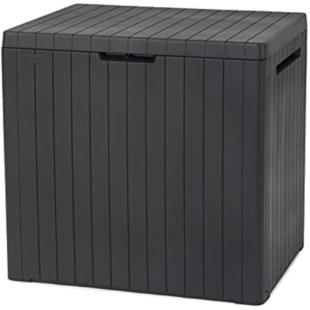 Keter City 113L Outdoor Garden Storage Box – Grey Wood Effect Resin