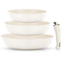 FOHERE 3-Piece Nonstick Ceramic Frying Pan Set with Detachable Handle
