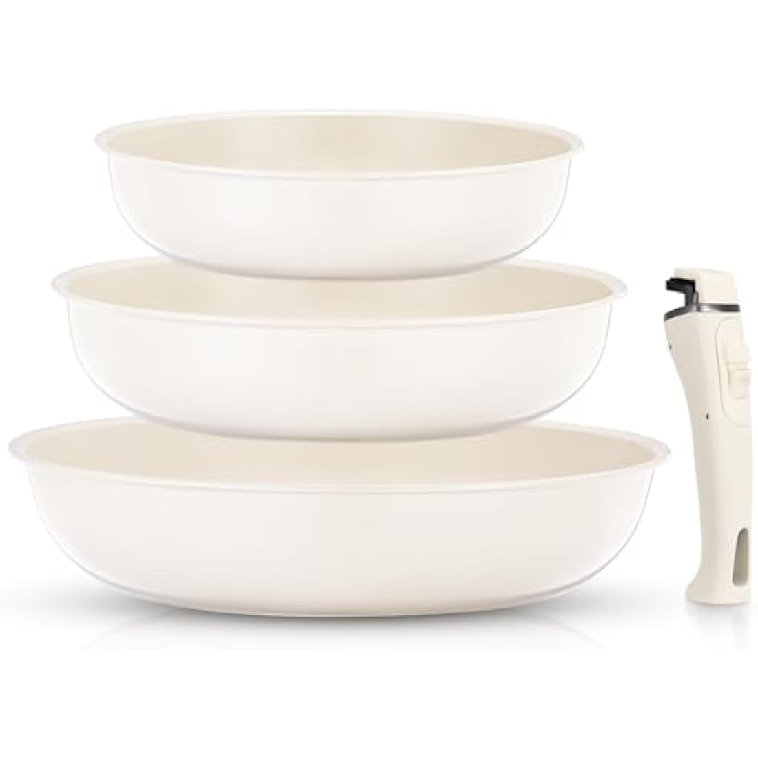 FOHERE 3-Piece Nonstick Ceramic Frying Pan Set with Detachable Handle
