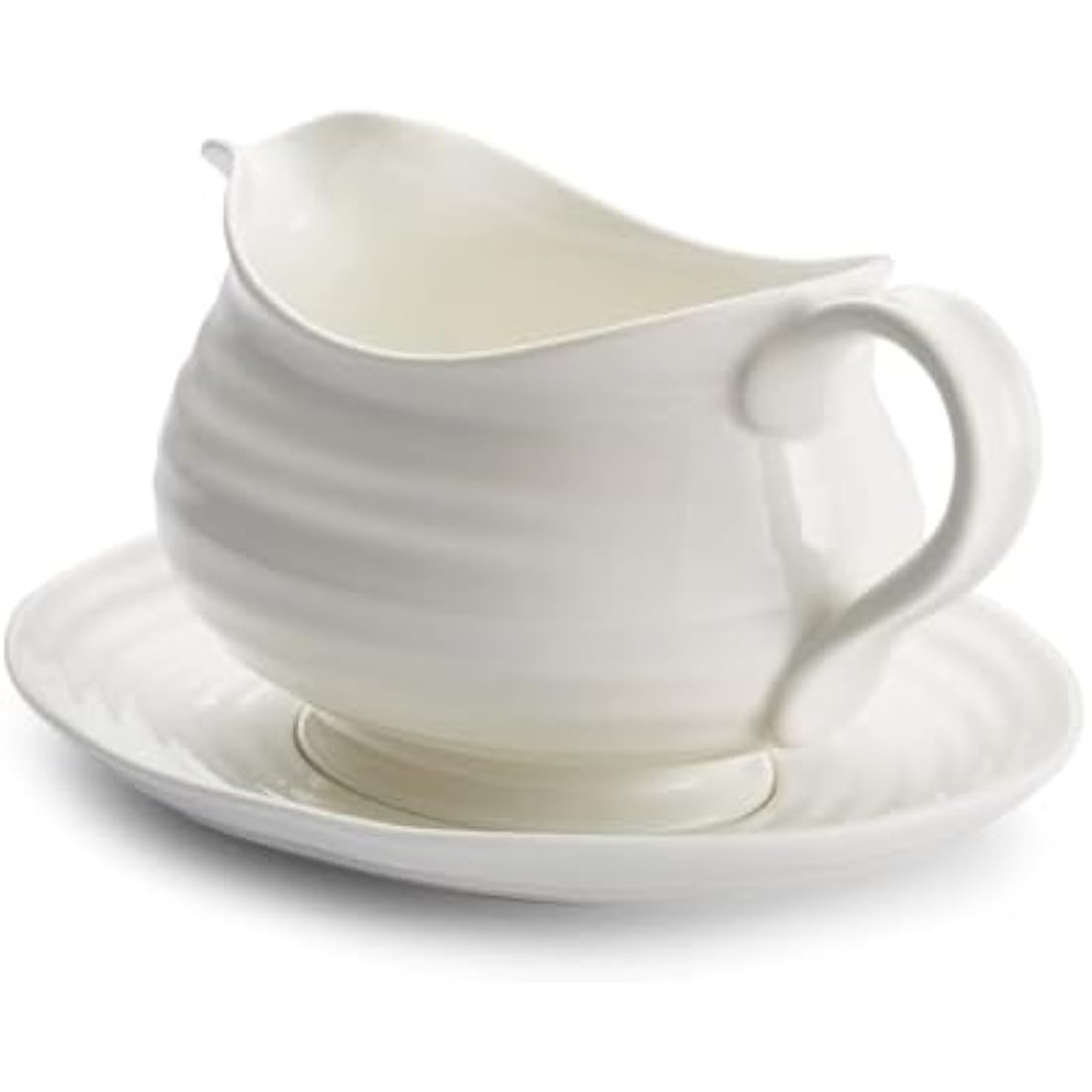 Portmeirion Porcelain Gravy Boat and Stand | White 0.55L Serving Set