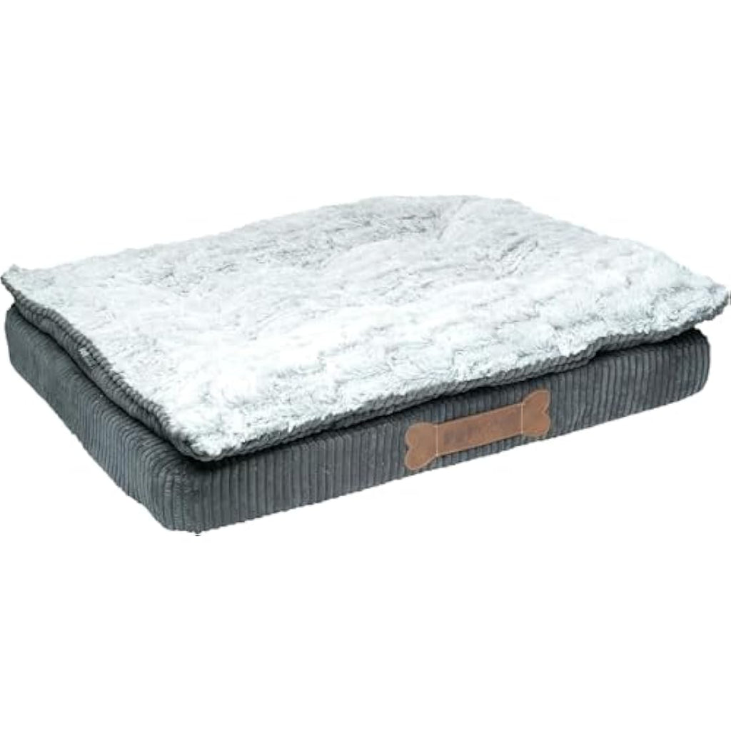 Petface Luxury Memory Foam Dog Bed – Washable Orthopedic Bed, Grey, Medium