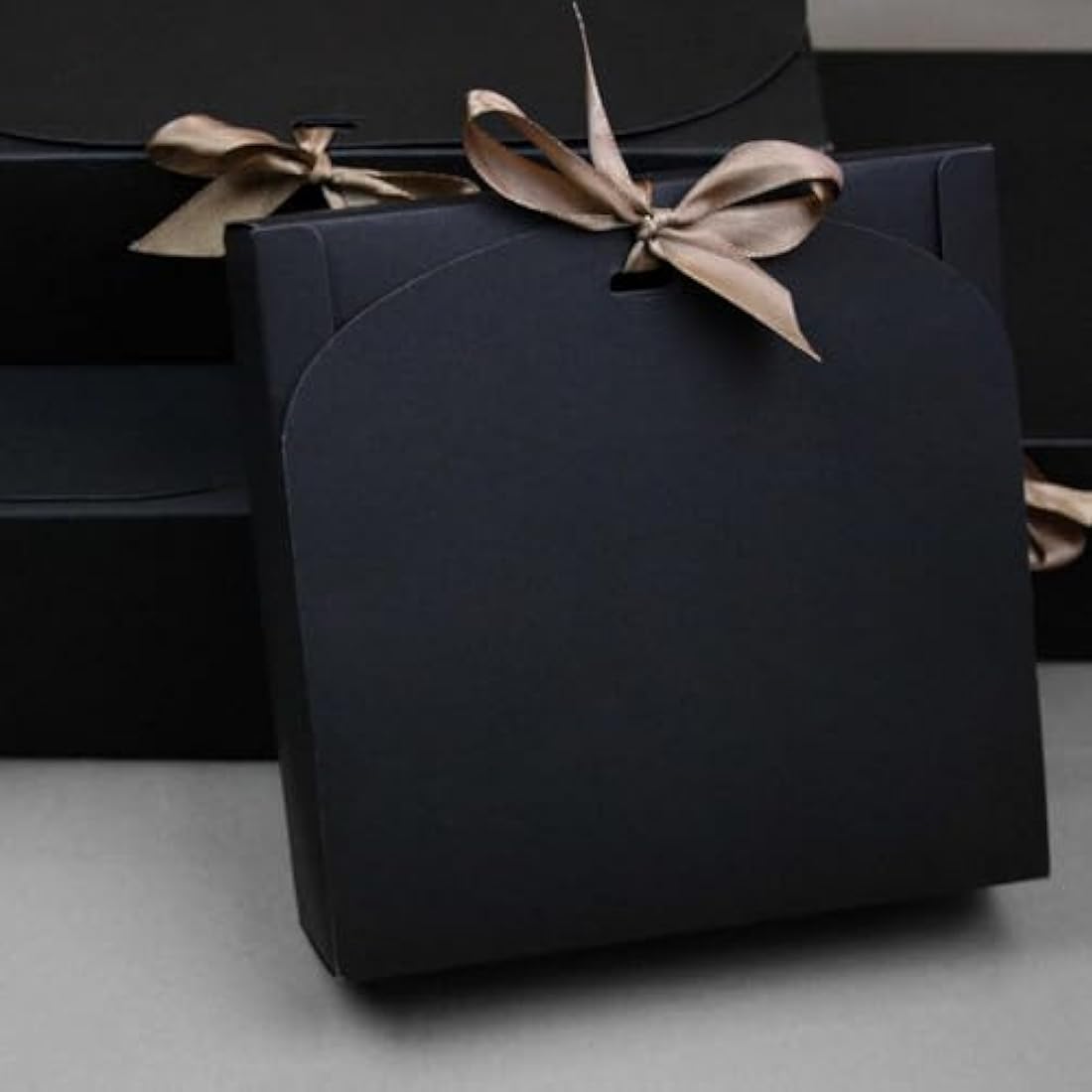 Jolof Store Black Kraft Gift Boxes with Ribbon - Pack of 12 (24x19x7cm)