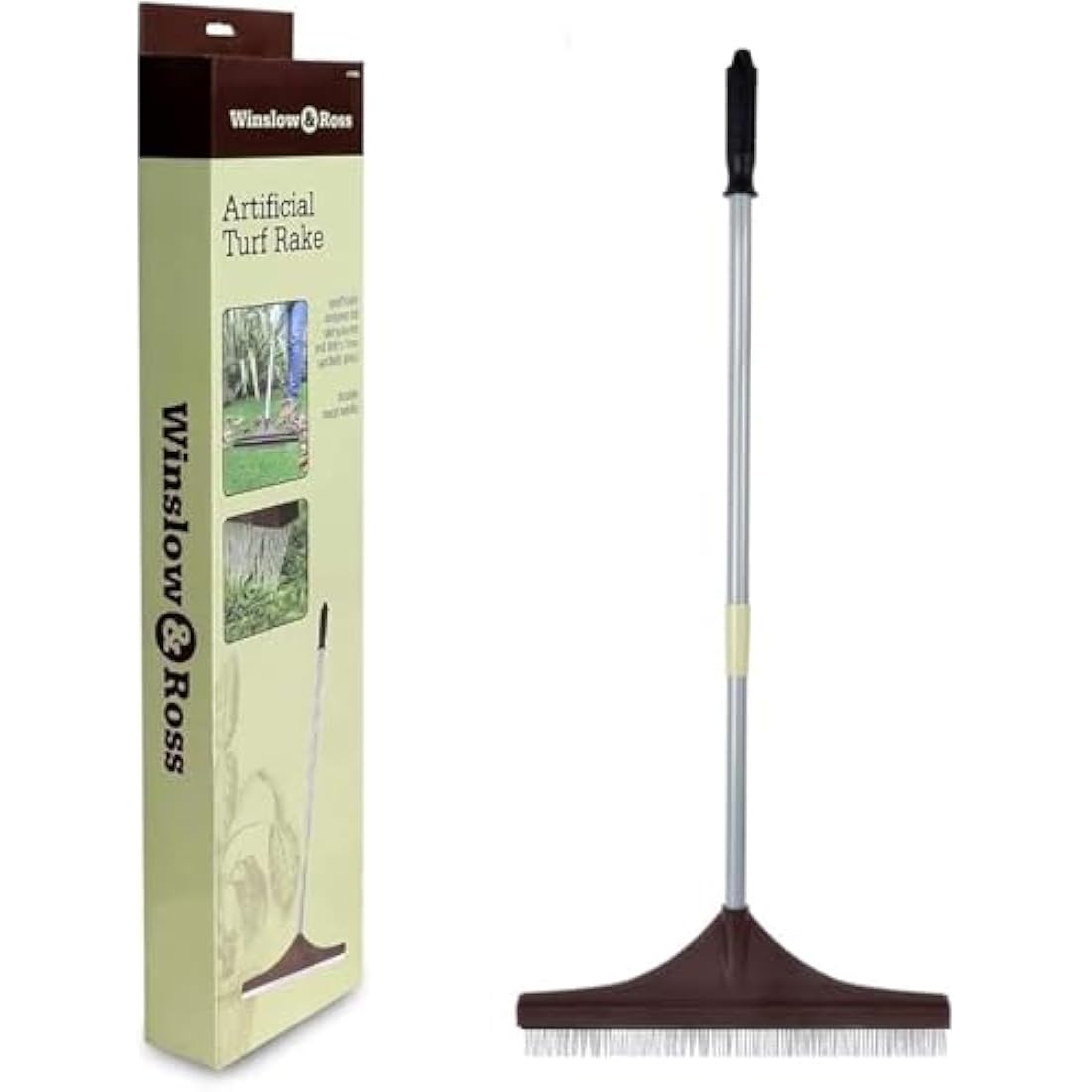 Winslow & Ross Artificial Grass Rake | Telescopic Handle Nylon Brush
