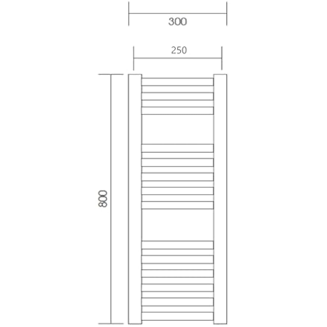 Greened House Brushed Brass Heated Towel Rail | 300mm x 800mm