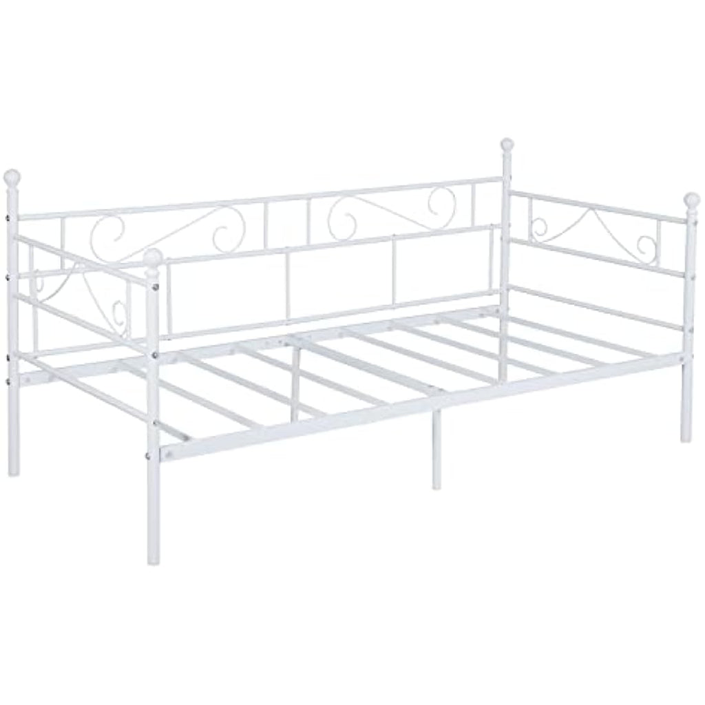 Jolof Store Modern Metal Daybed Frame | Twin Platform Bed Base, White