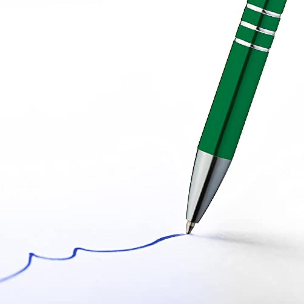 GIMEI Metal Ballpoint Pen Set – Pack of 50 – Blue Ink – Green