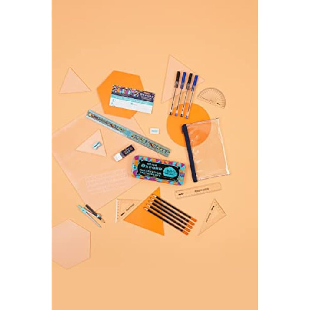 Helix Oxford Geo Maths and Stationery Set – Orange Geometric Design