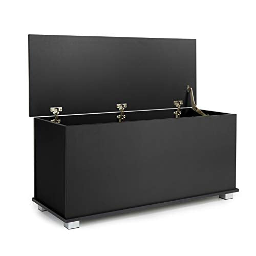 Home Source Black MDF Ottoman Storage Chest & Blanket Box - 99cm