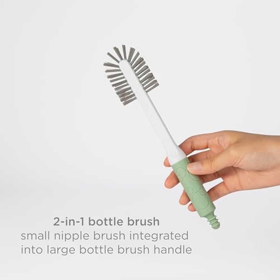 Ubbi Baby Bottle Drying Rack and Cleaning Brush Set, Sage – 4 Pieces