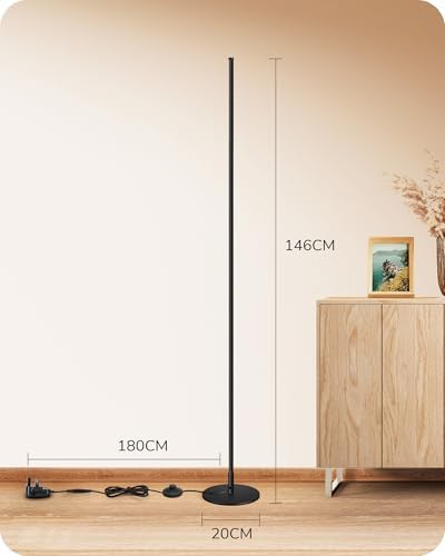 EDISHINE LED Floor Lamp – Dimmable Minimalist Standing Lamp, Black