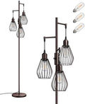 EDISHINE Industrial Dimmable Floor Lamp | 3-Light Tree Standing Lamp