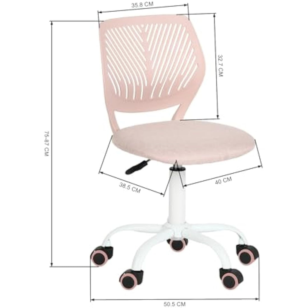 Homy Casa Ergonomic Swivel Desk Chair – Linen Fabric Task Chair, Pink