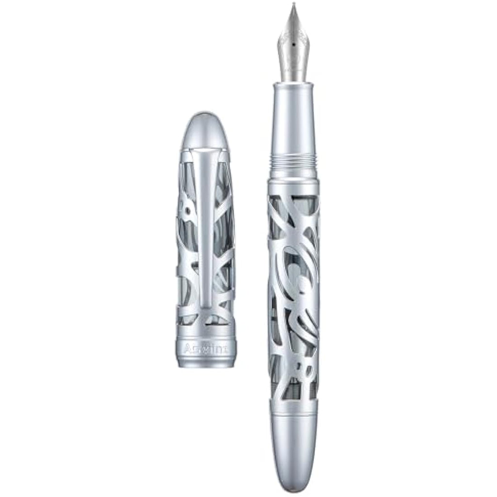 Asvine P80 Piston Fountain Pen | Spider Skeleton Gray Acrylic Fine Nib