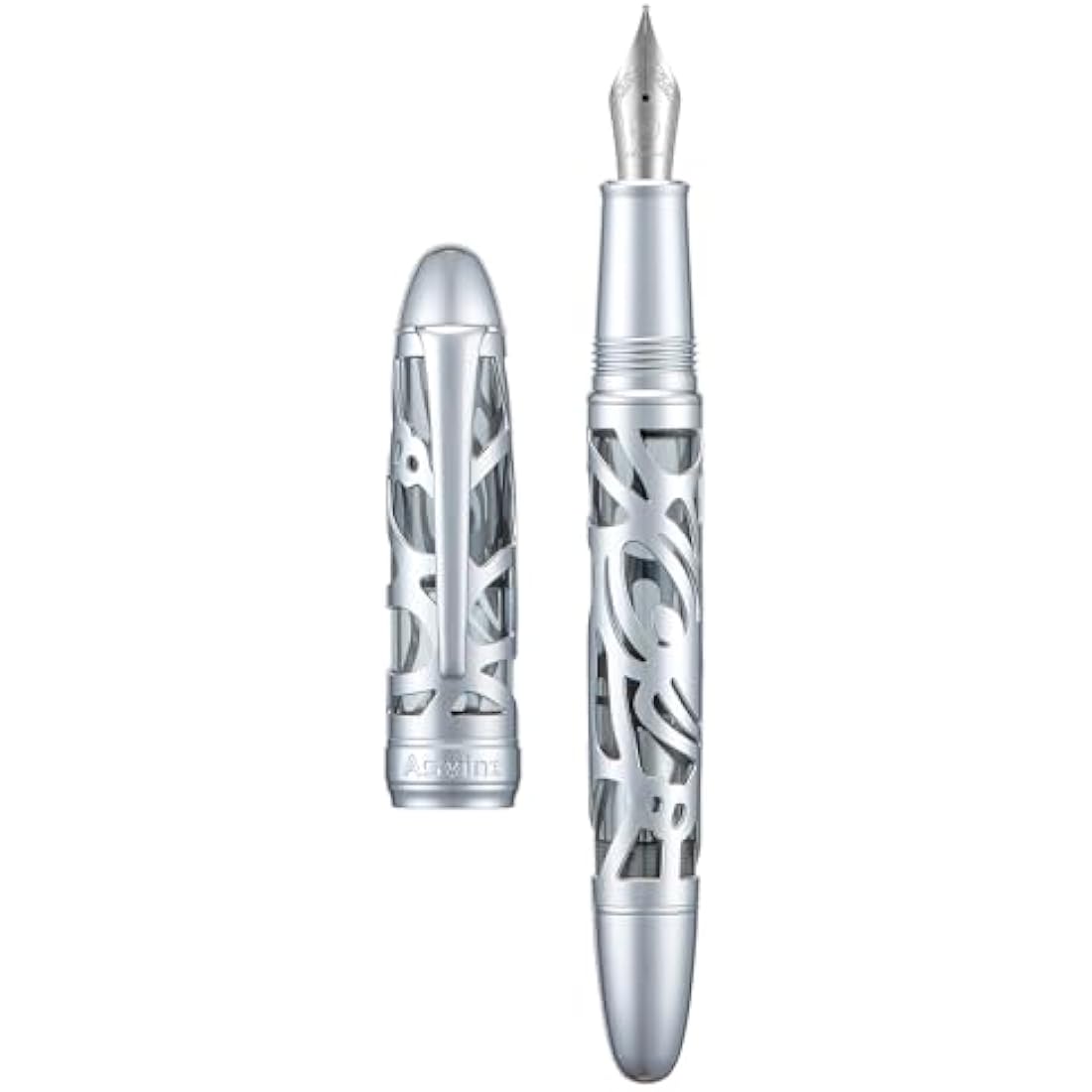 Asvine P80 Piston Fountain Pen | Spider Skeleton Gray Acrylic Fine Nib