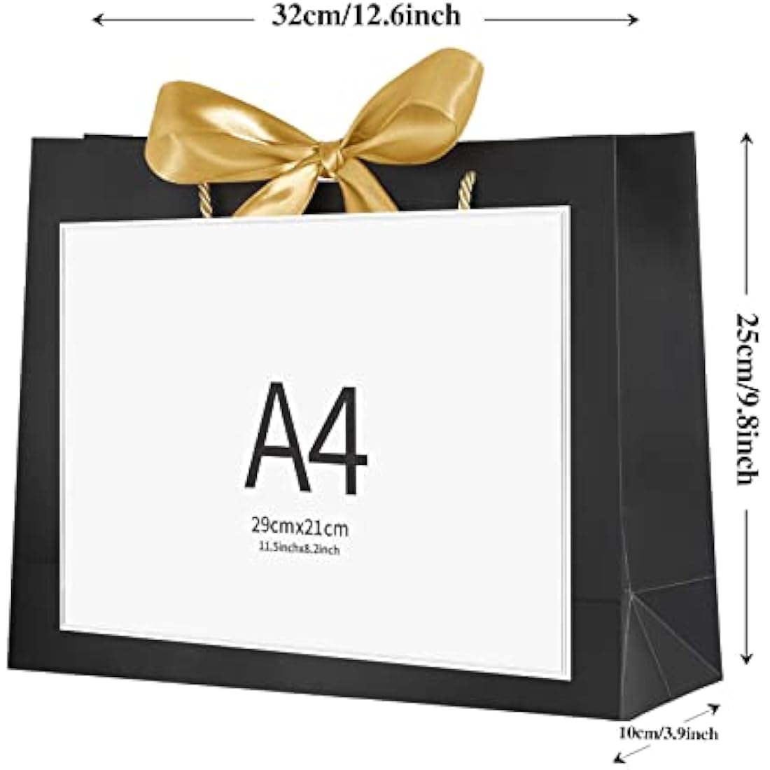 Black Gift Bags with Ribbon Bow - 8 Pack Paper Bags for Weddings