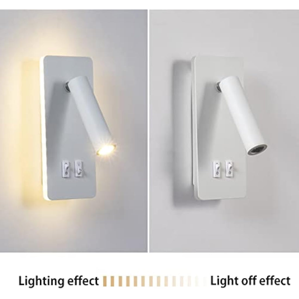 uksunvi LED Bedside Reading Wall Lamp | 12W Adjustable Spotlight - White