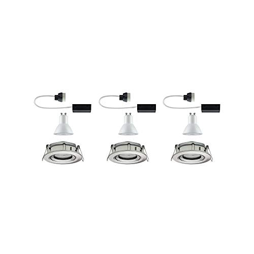 Paulmann Nova LED Recessed Spotlight Set – IP65 Brushed Aluminium 3-Pack