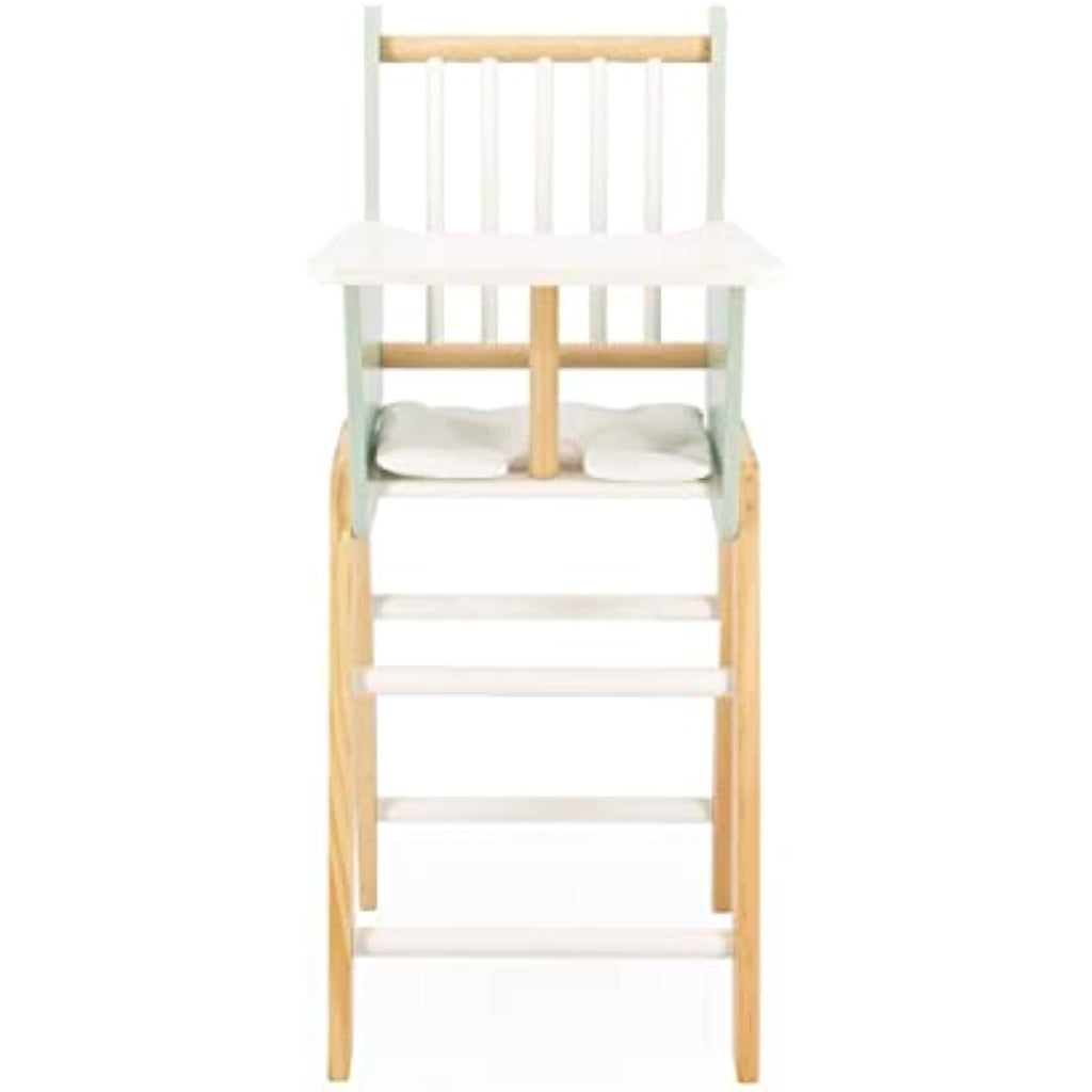 Janod Zen Wooden Doll Highchair – FSC Wood Pretend Play Toy, Green/White