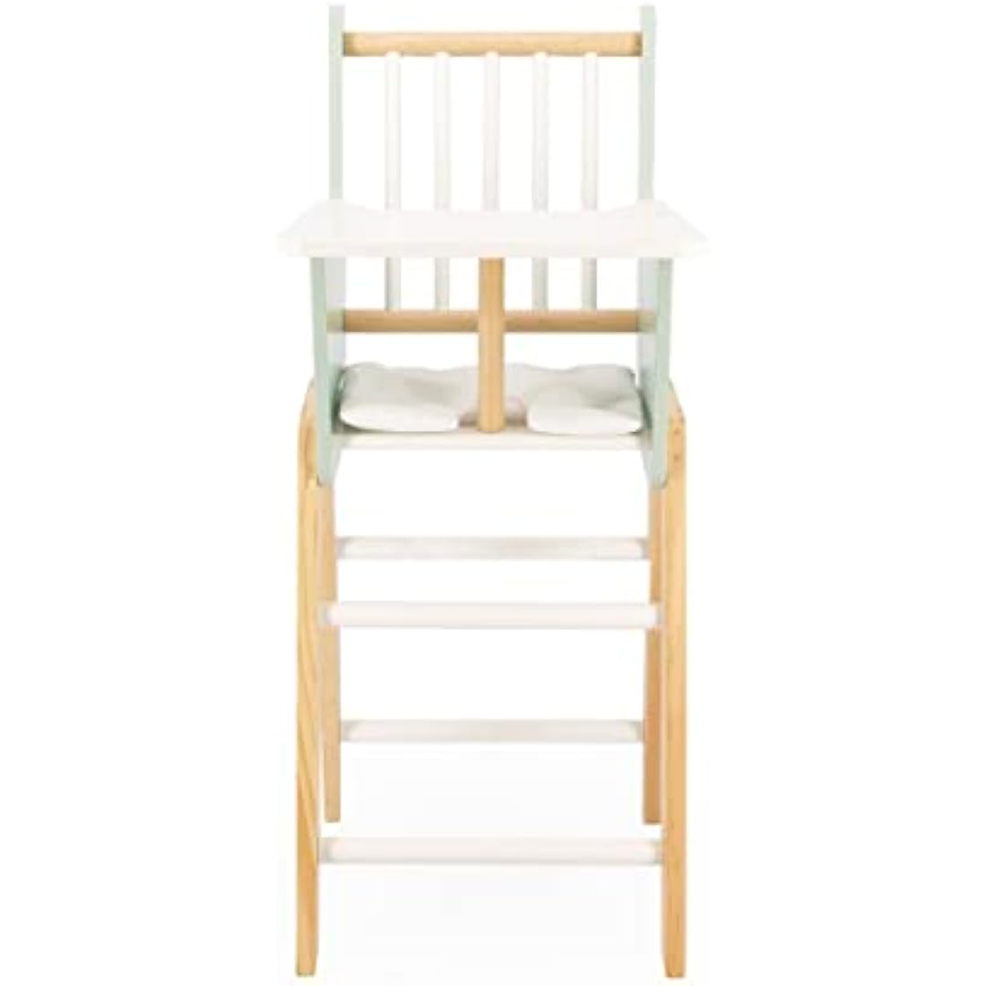 Janod Zen Wooden Doll Highchair – FSC Wood Pretend Play Toy, Green/White