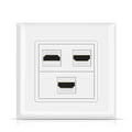 HDMI Wall Plate - 3 Port White Faceplate 4K 60Hz HDR