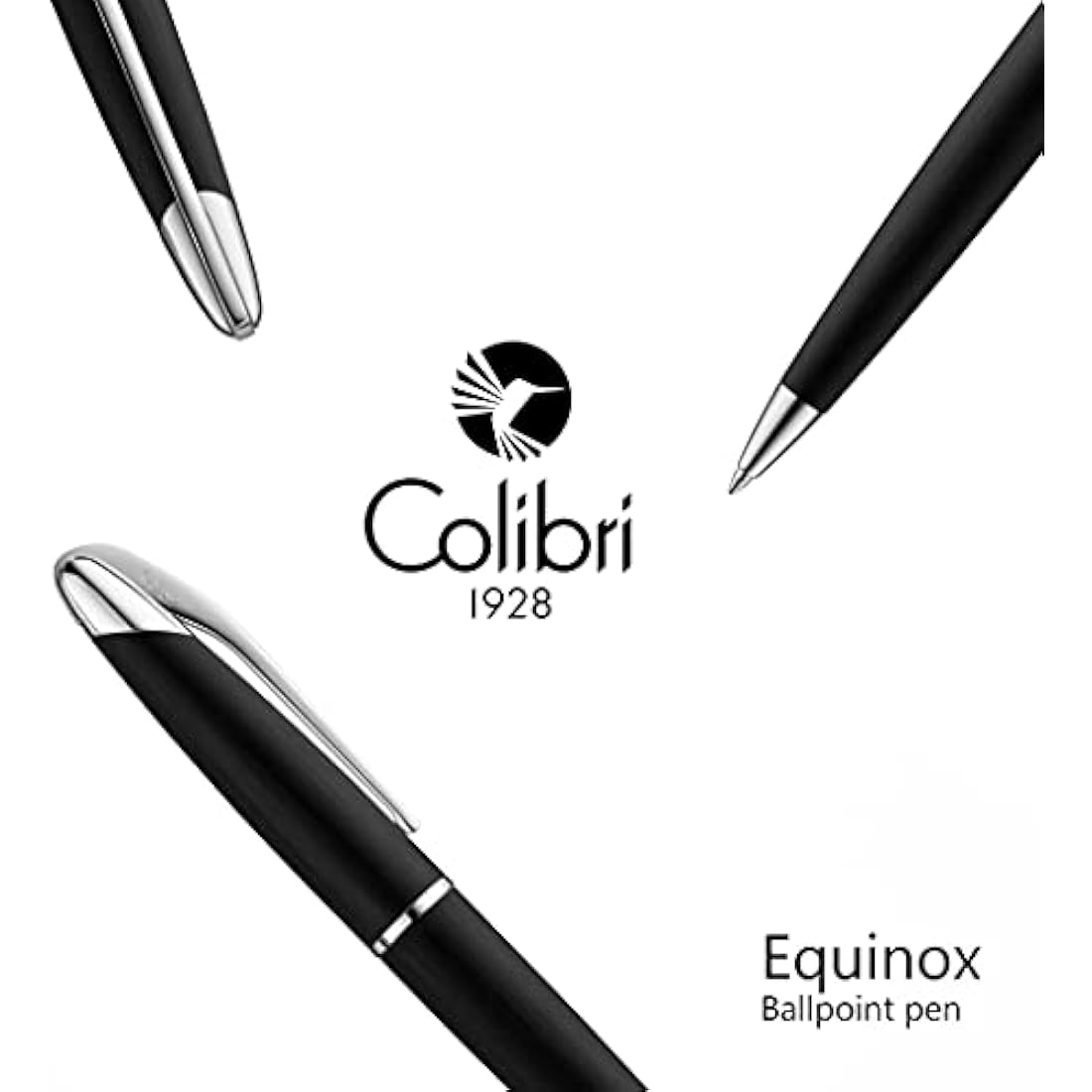 Colibri Equinox Ballpoint Pen – Brushed Black Steel & Chrome Finish