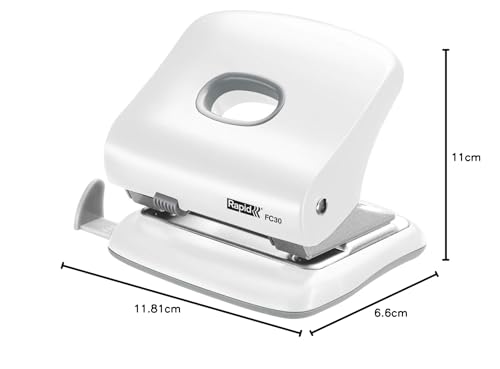 Rapid Fashion FC30 2-Hole Punch | 30 Sheet Capacity | White Metal