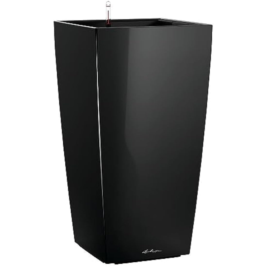 LECHUZA CUBICO Premium 40 Self-Watering Planter - Black High Gloss
