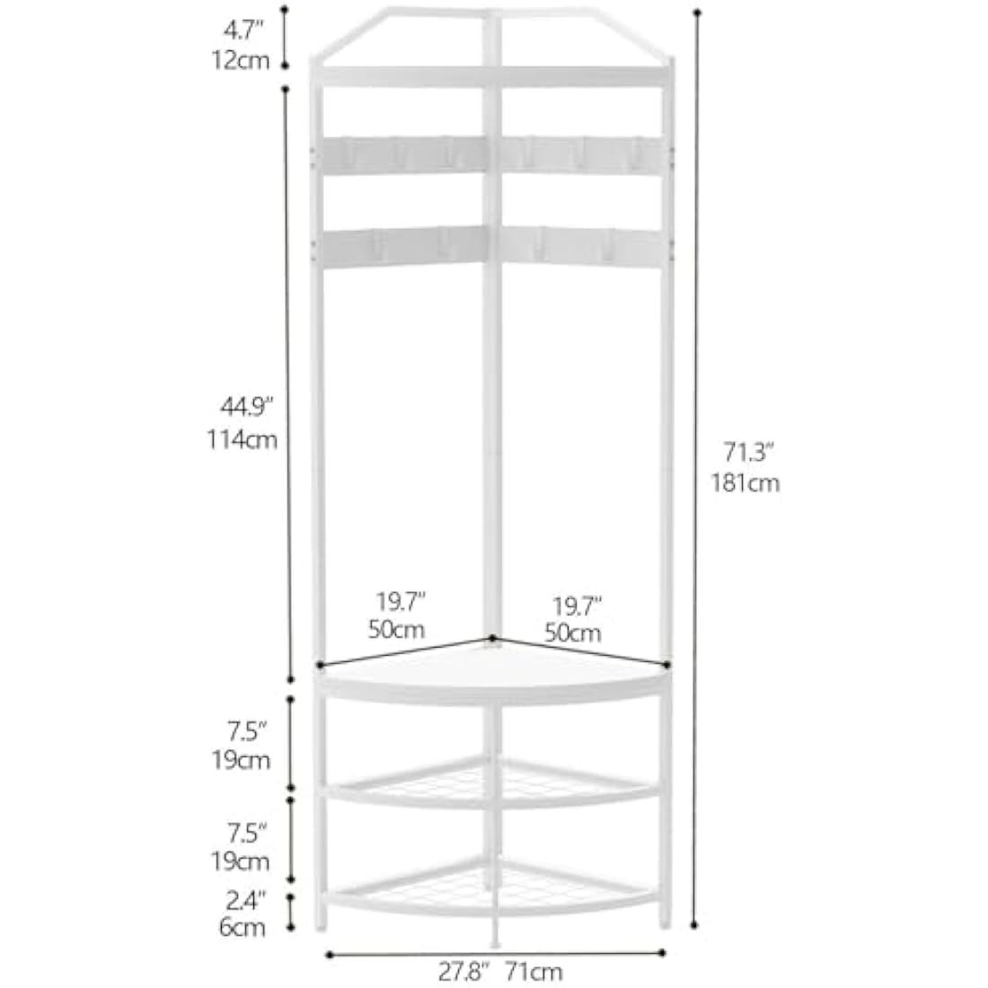 VEDECASA Corner Coat Rack with Shoe Bench | 4-Tier Hallway Organizer
