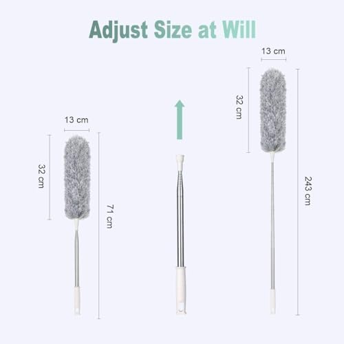 Vicloon Microfiber Duster | 96" Extendable Telescopic Pole & Bendable Head