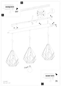 EGLO Carlton 1 Vintage Pendant Light – 3-Flame Steel Hanging Lamp