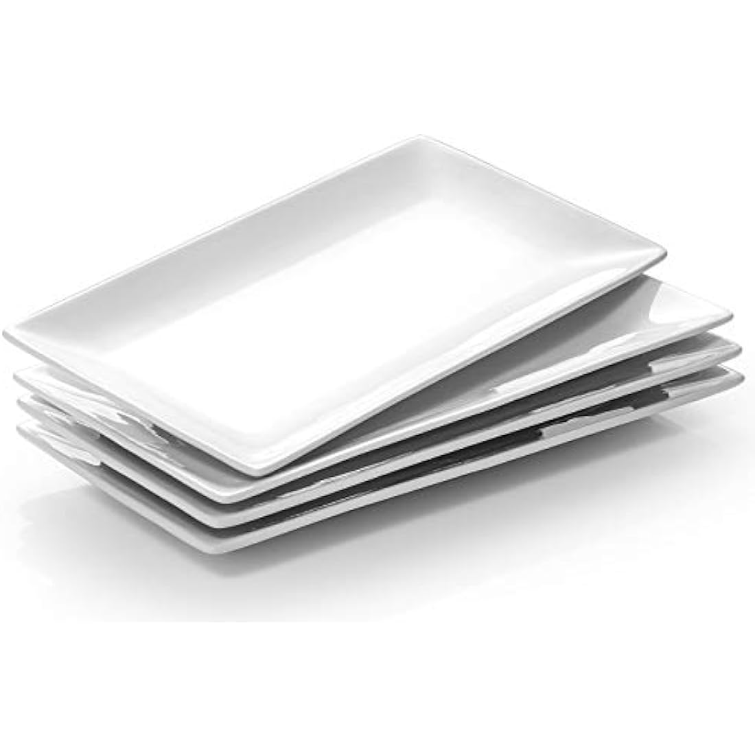 DOWAN White Ceramic Rectangular Serving Platters – 12" x 6" Porcelain Set of 4