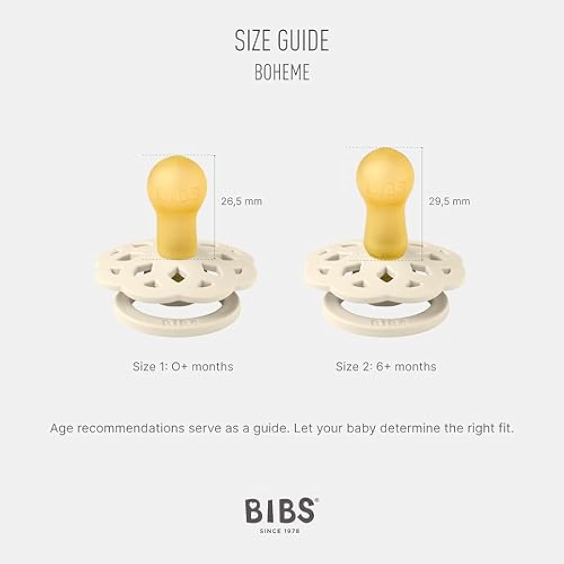 BIBS Boheme Glow Pacifier 2-Pack | Natural Rubber Latex, Size 1 (0-6M)