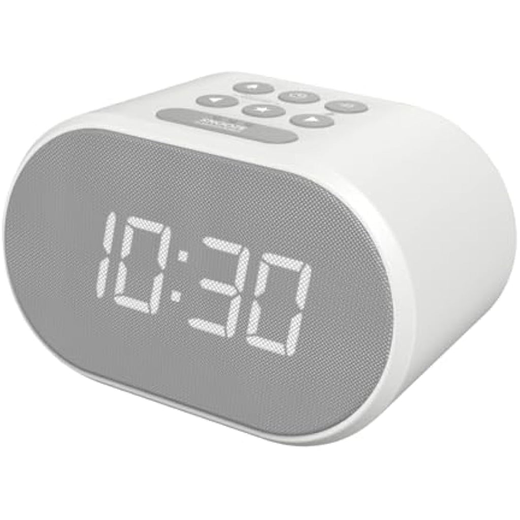i-box Bedside FM Radio Alarm Clock with USB Charging & Dual Alarm - White
