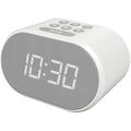i-box Bedside FM Radio Alarm Clock with USB Charging & Dual Alarm - White