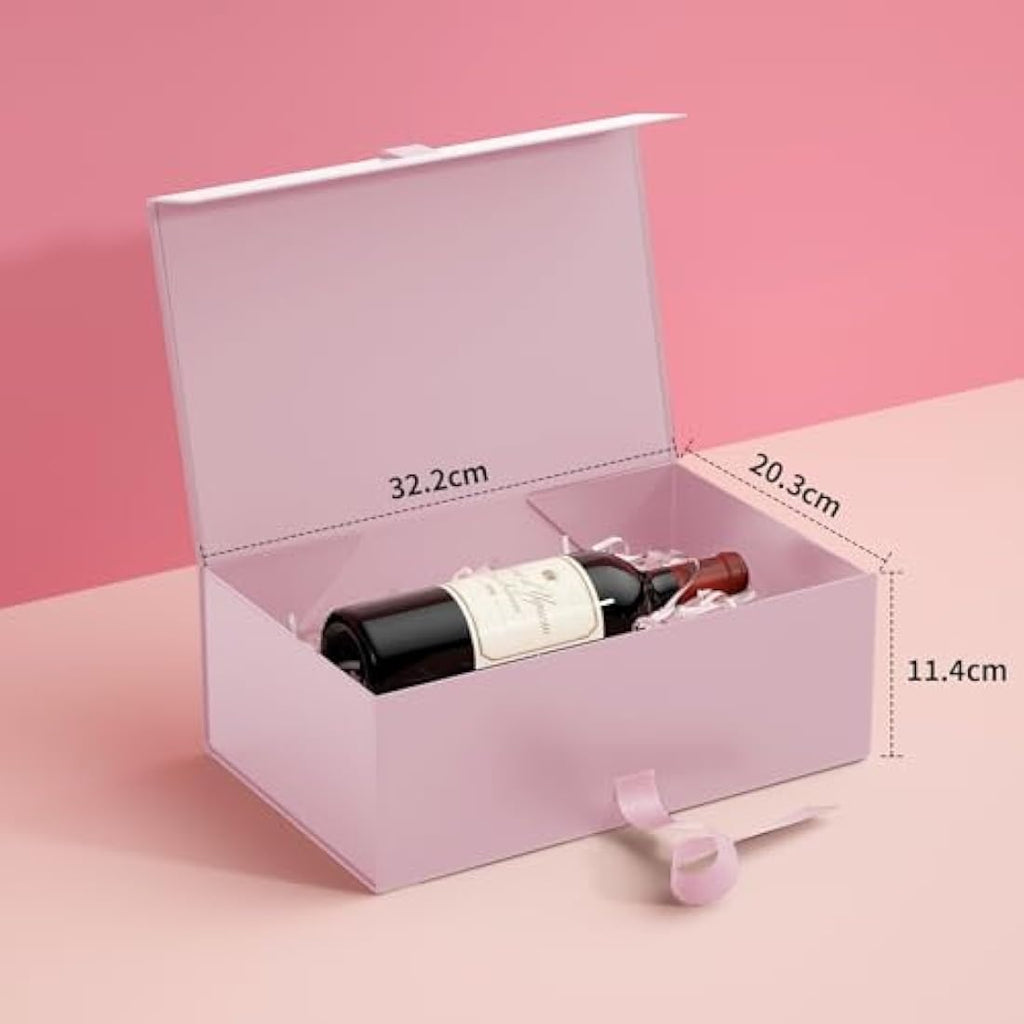 GIFTSAY Large Magnetic Gift Box - Pink Collapsible Paper Box with Lid