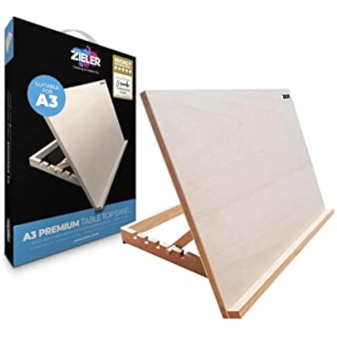 Zieler A3 Beechwood Table Top Art Easel – Adjustable Desk Drawing Board