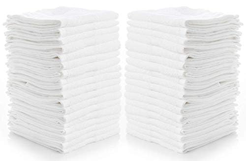 Simpli-Magic 100% Cotton Washcloths | 40 Pack White Face Cloths 12x12"