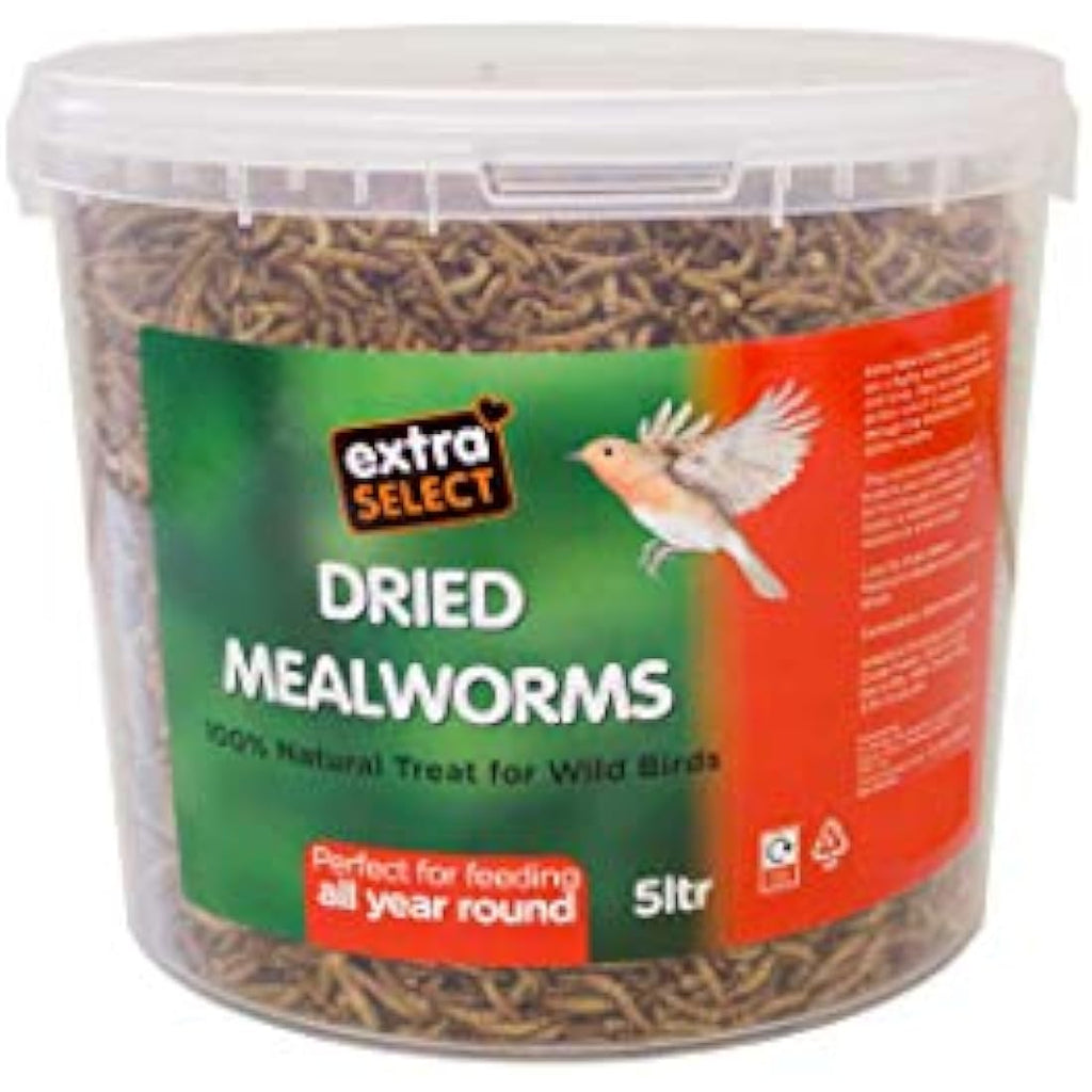 Jolof Store Dried Mealworms for Wild Birds - High Protein Feed, 5L Tub