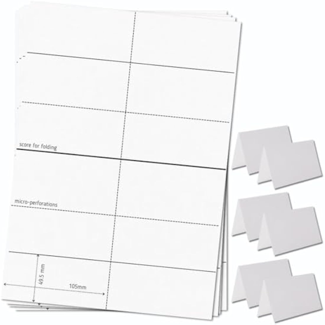 OfficeGear Printable Tent Cards | 1500 Bulk Pack | 170gsm White Card